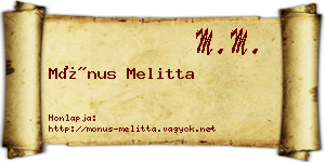 Mónus Melitta névjegykártya